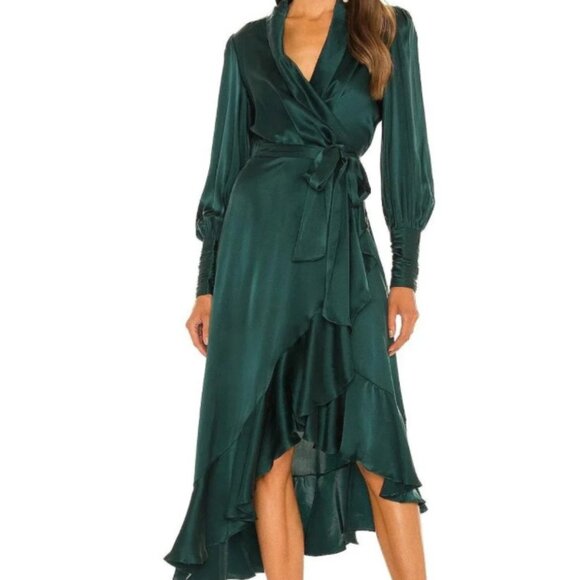 NWT Zimmerman Jade Silk Wrap Midi Dress US 6 - Picture 1 of 3